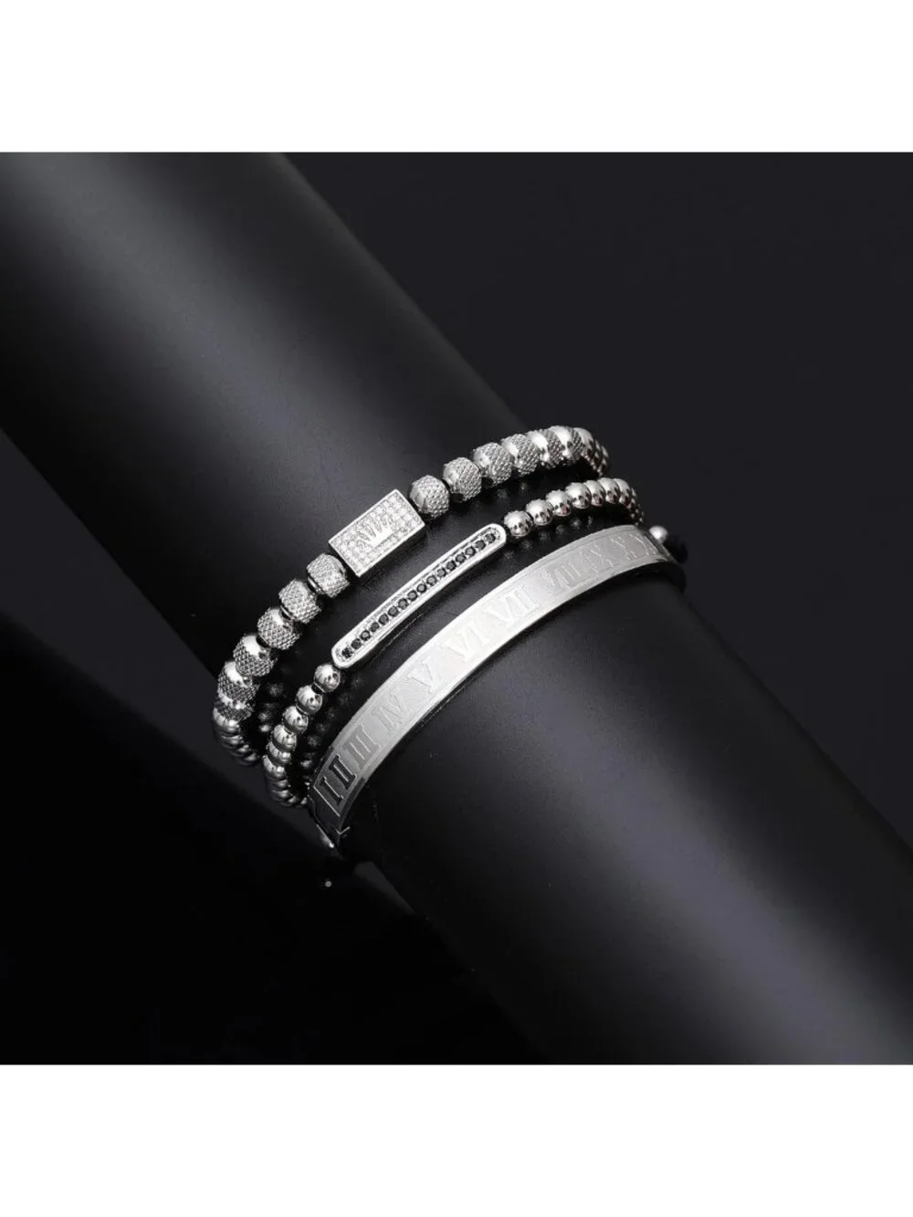 Stylish Stainless Steel Crown Cuff Bracelets for Men - 18kt Gold Set